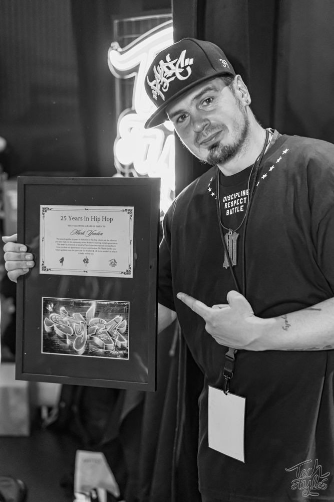 Stylez with his plaque